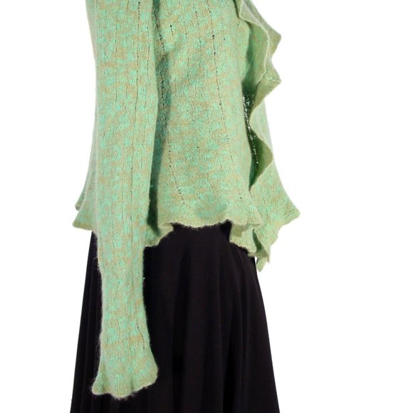 LAINEY KEOGH Seafoam Cashmere Open Cardigan Sweater - Hand Made in IRELAND - Picture 5 of 10